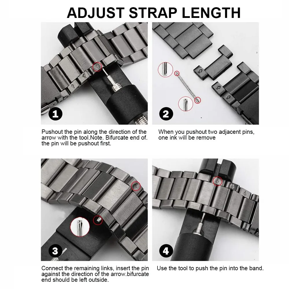 Sleek Stainless Steel Business Wristband - 22mm Watch Strap Bracelet