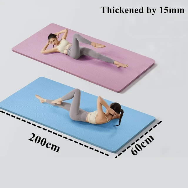Yoga Mat 185/200x60cm Moisture-proof Non-Slip Durable Exercise 15mm Fitness Workout Yoga Mat Pilates Noise Reduction Thicken