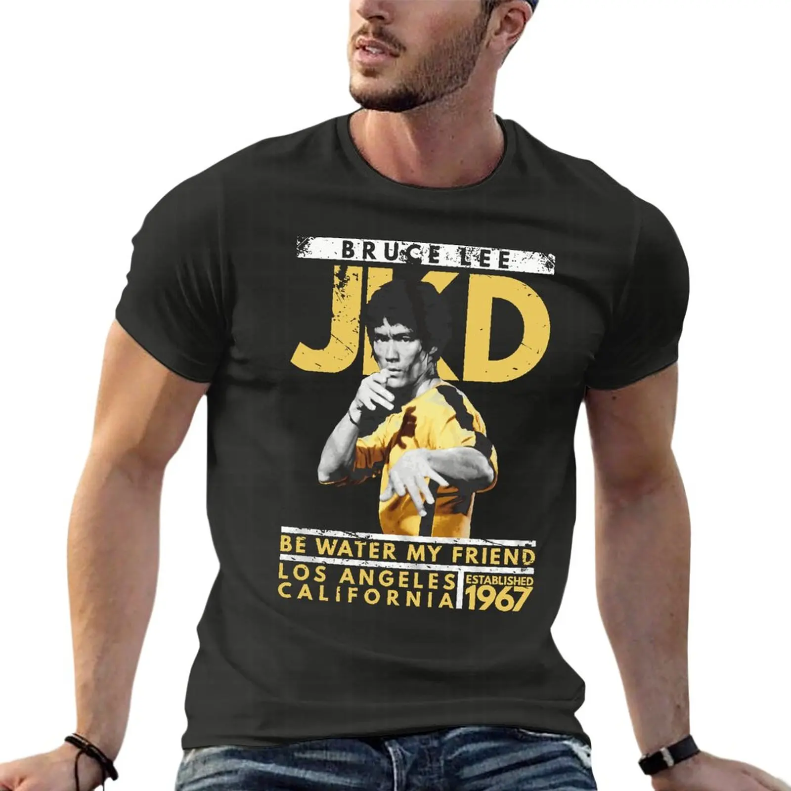 

Bruce Lee - Jay Kay Dee Oversize T-Shirt For Mens Clothing 100% Cotton Streetwear Large Size Tops Tee