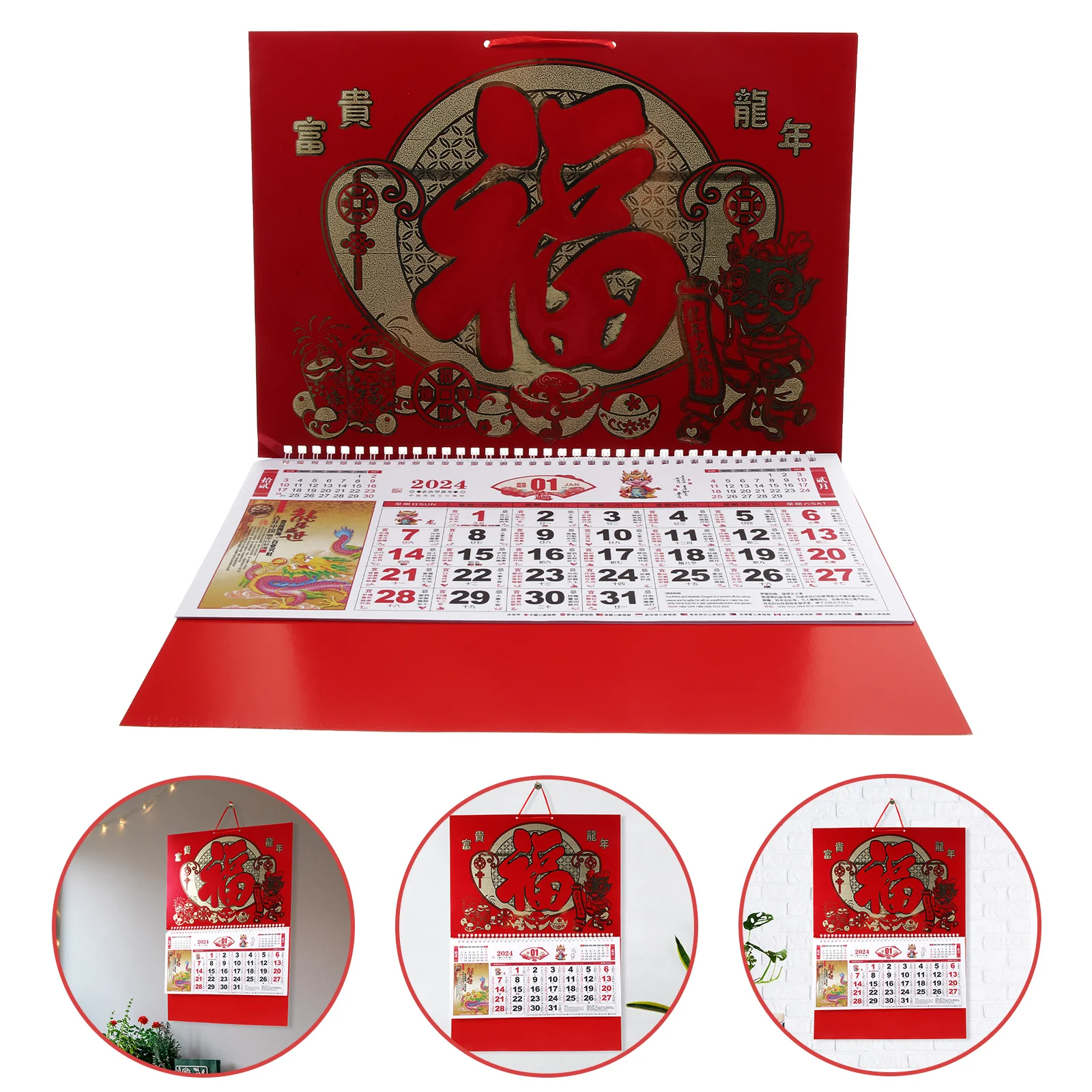 Chinese New Year Calendar Hanging Calendar Traditional Calendar 2024 Year Wall Calendar Lunar Calendar