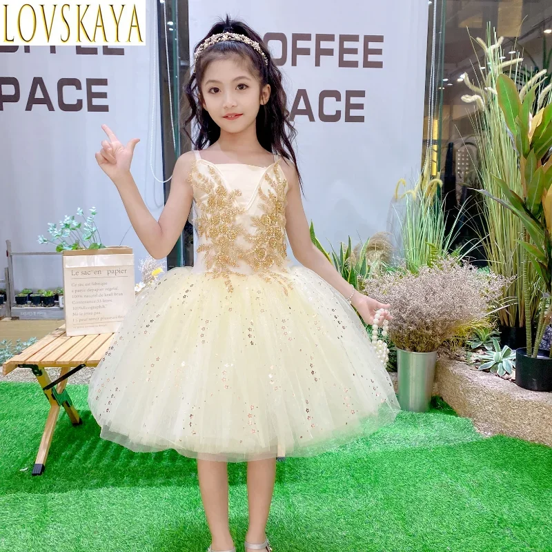 

Children's romantic ballet picture skirt sequin children's dance costume picture ballet skirt girl ballet skirt dance costume