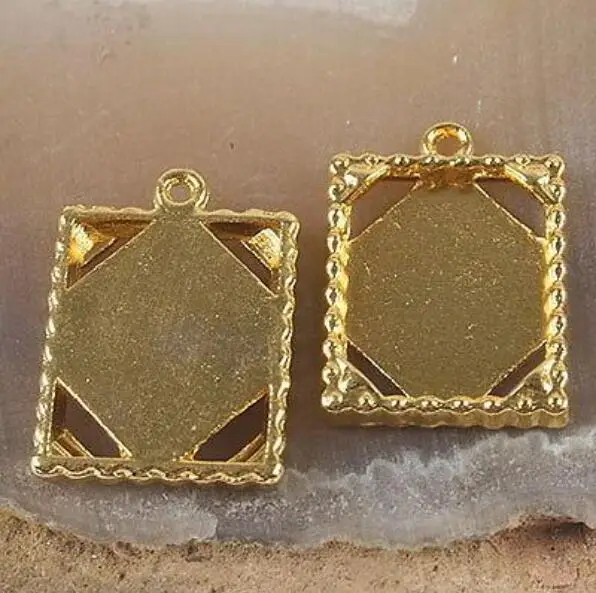 

10pcs 24x17mm loop:1.6mm gold tone picture frame charm h3379