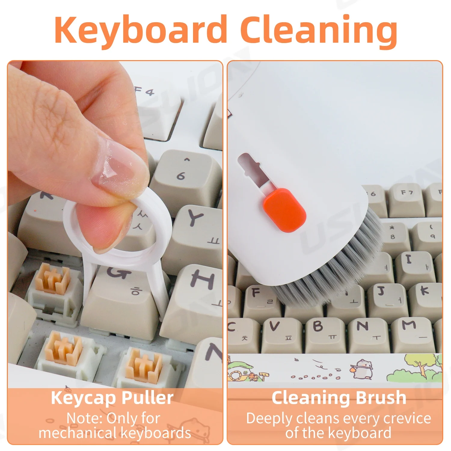 USLION 5/20/21 in 1 Cleaner Kit with Storage Box for PC Tablet Camera Phone Keycap Puller Earphone Cleaning Tools for Airpods 3