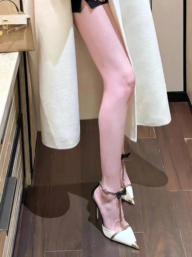 Summer New Pointed Bow High Heel Shoes for Women's Fashionable and Exquisite Beauty, Fairy One Line with Headband Sandals