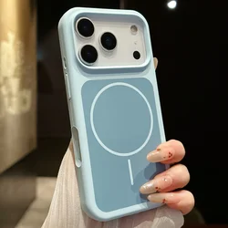 Fluorescent Contrast Liquid Silicone Smart Touch Button Case with Magsafe Compatibility - iPhone 15 Plus (Sierra Blue)