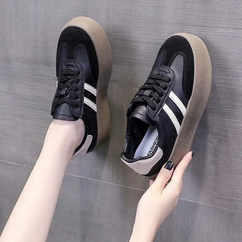 Sports Shoes Thick Sole Casual Board Shoes Women Cowhide Everything Soft Sole Inside Increase De Training Shoes Platform Shoes 5