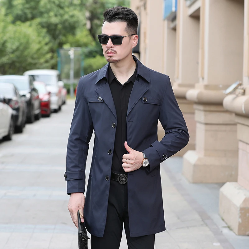 New Spring Autumn Men Fashion Trench Single Breasted Casual Windbreaker England Style Long Trench Male High Quality Jackets