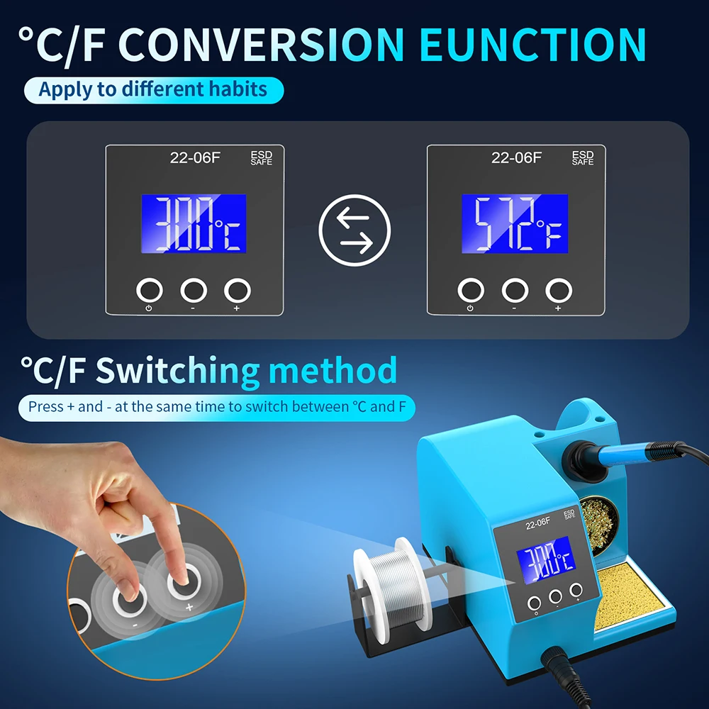 60W Digital Soldering Station PID Fast Heating Temperature Control 180-480℃ Adjustable ℃ ℉ Unit Electric Solder Welding Station 3