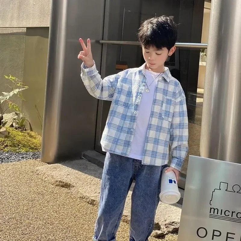 Loose Long Sleeve Boys Shirt Spring Autumn Style Baby Clothing Japanese Design Loose Fit Children's Fashionable Top