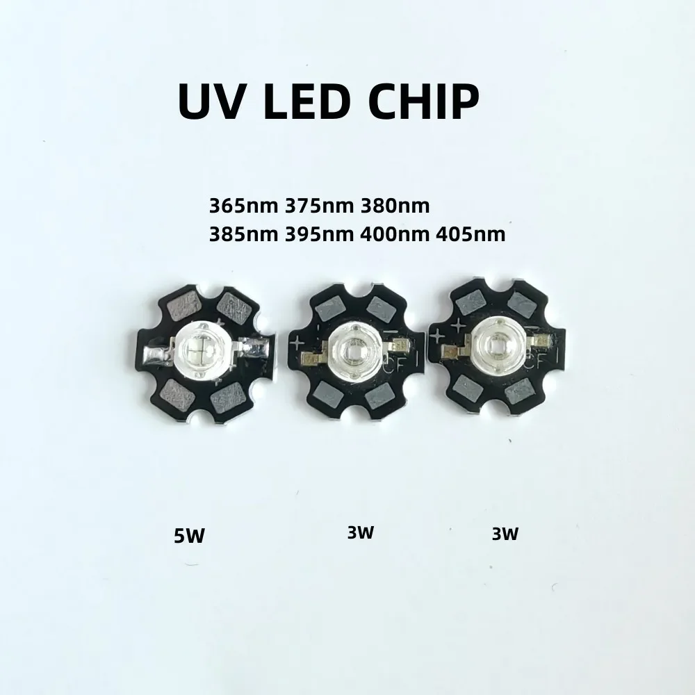 Description Picture 3 of item3W 5W High Power Light UV Purple LED 365nm 375nm 380nm 385nm 395nm 400nm 405nm Ultraviolet Bulbs Lamp Chips With 20mm pcb