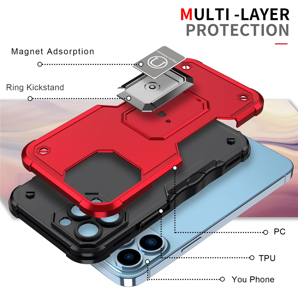 moto g stylus case Luxury Armor With Ring Car Holder Cover For iPhone 13 Pro Max 12 Mini Case Camera Protection Shockproof Phone Case Coque Fundas motorola edge case