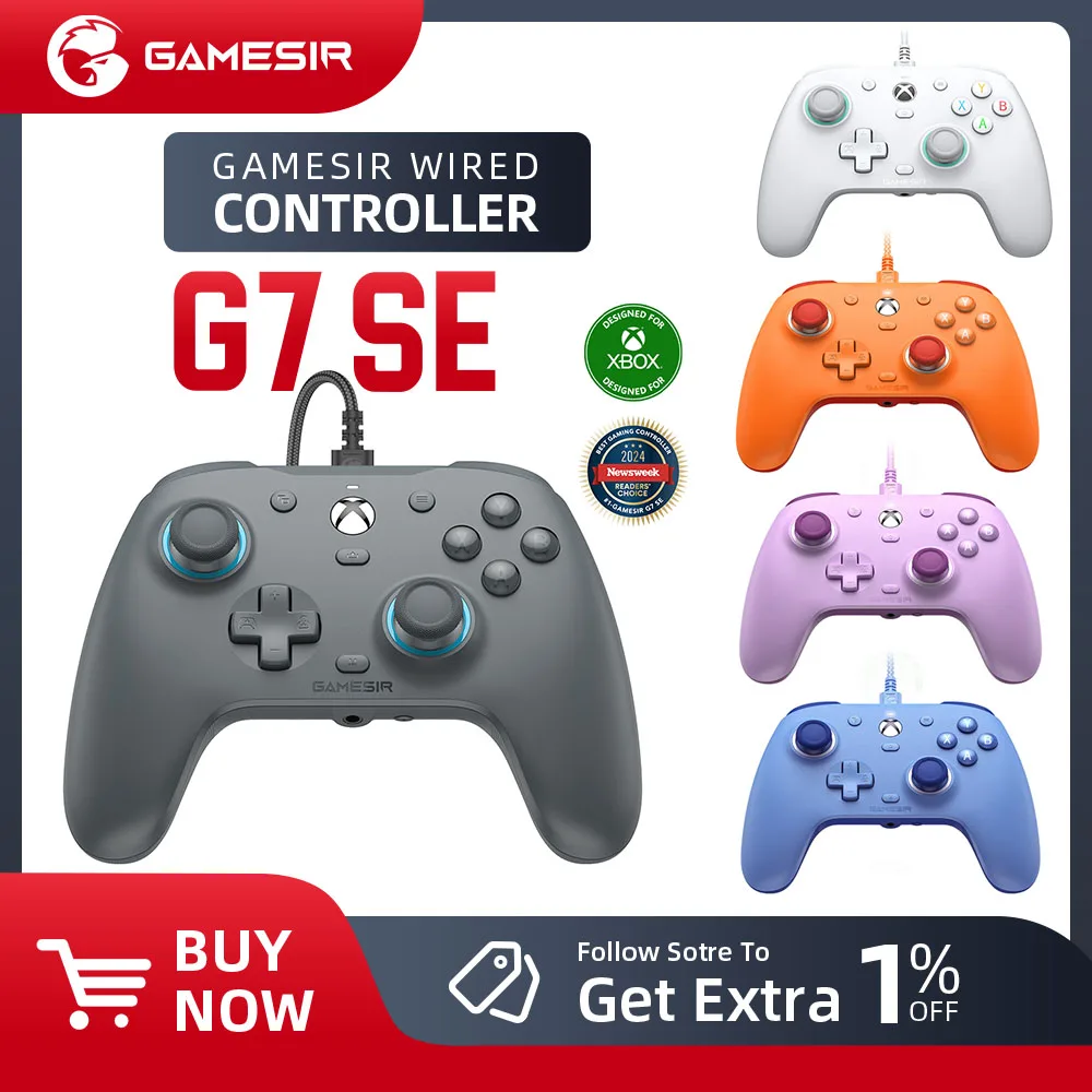 وحدة تحكم ألعاب Xbox GameSir G7 SE لوحة ألعاب سلكية - لسلسلة Xbox X S وXbox One وALPS Joystick PC ولوحات قابلة للاستبدال