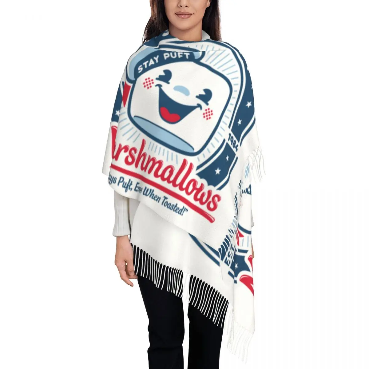 

Customized Print Stay Puft Marshmallows Scarf Men Women Winter Fall Warm Scarves Ghostbusters Logo Supernatural Shawl Wrap