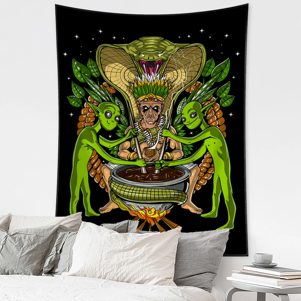 Tapestry Alien Mandala Hippie Psychedelic Art Mushroom Eye Wall Hanging Living Room Home Dorm Decor Cloth