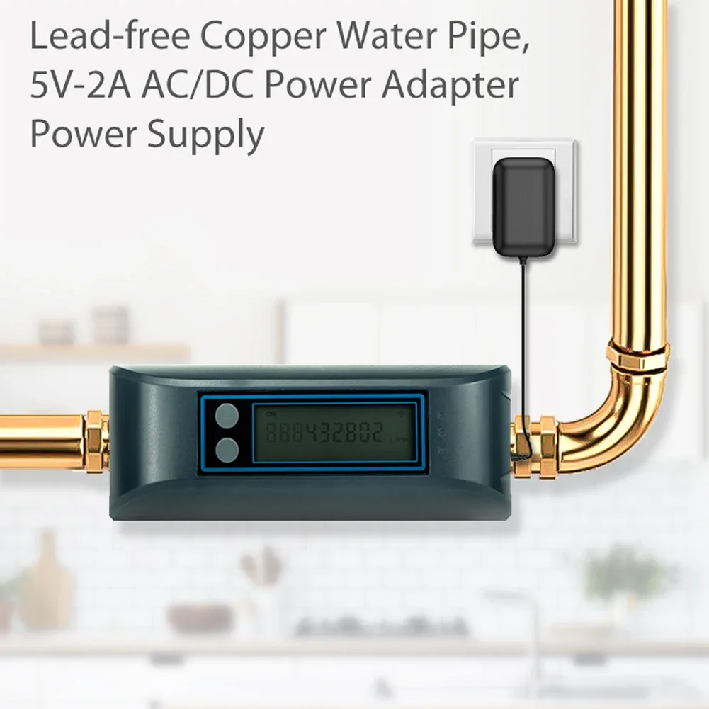 Tuya WiFi Intelligent Watervalve Dual-Band Flowrate Meter APP Control Efficient Home Water Management Device for Voice Control