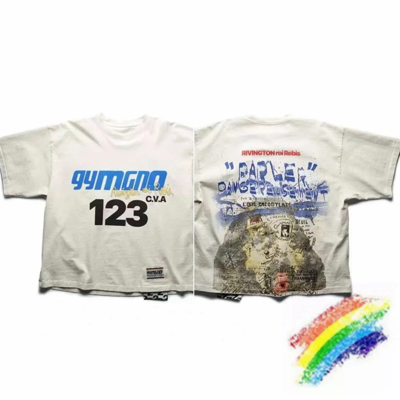 

Футболка 24ss RRR123 с надписями «опасные слова» для мужчин и женщин, высокое качество 1:1, Винтажная Футболка RRR 123, топы, футболка с коротким рукавом