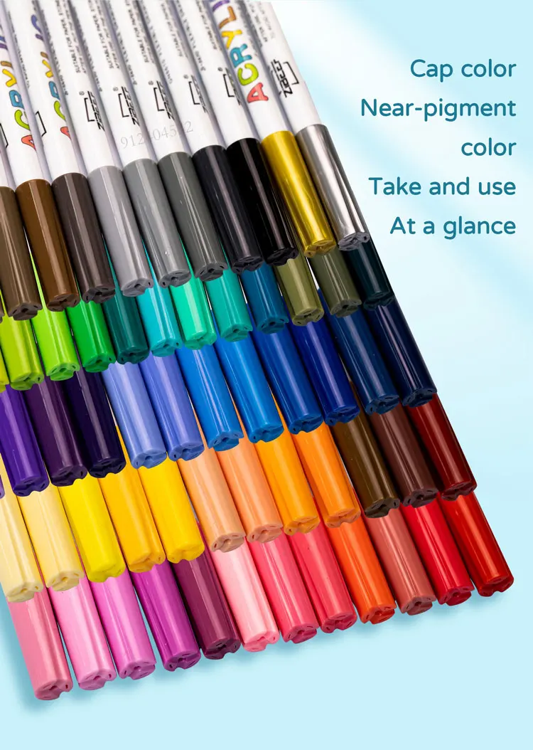 Haile 18/24/36/48/60 Farbe Acrylfarbe Stifte Pinsel Marker Stift für Rock Malerei, glas, Keramik Stoff DIY Karte, Der Kunst Supplie – Detail 9