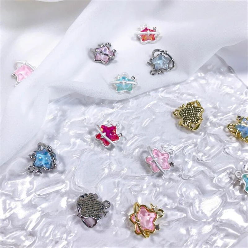 

4pcs/lot new creative crystal star charms connectors resin beads for diy earrings necklace pendant jewelry making accessories