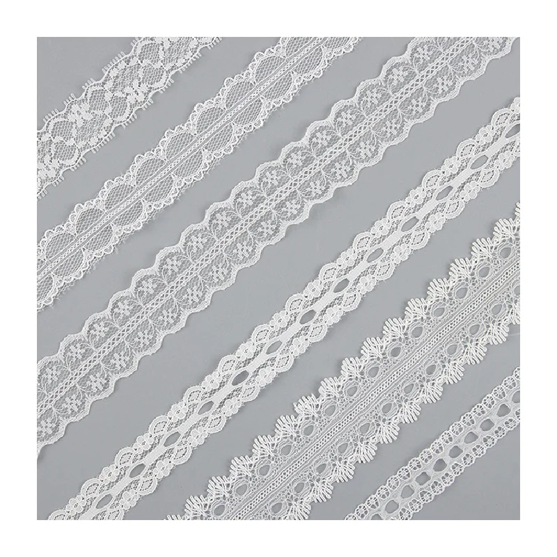 

White Eyelash Lace Trim With Non-Elastic Fabric For Dress Decorative Accessories And Apparel Embellishments Diy Sewing Supplies