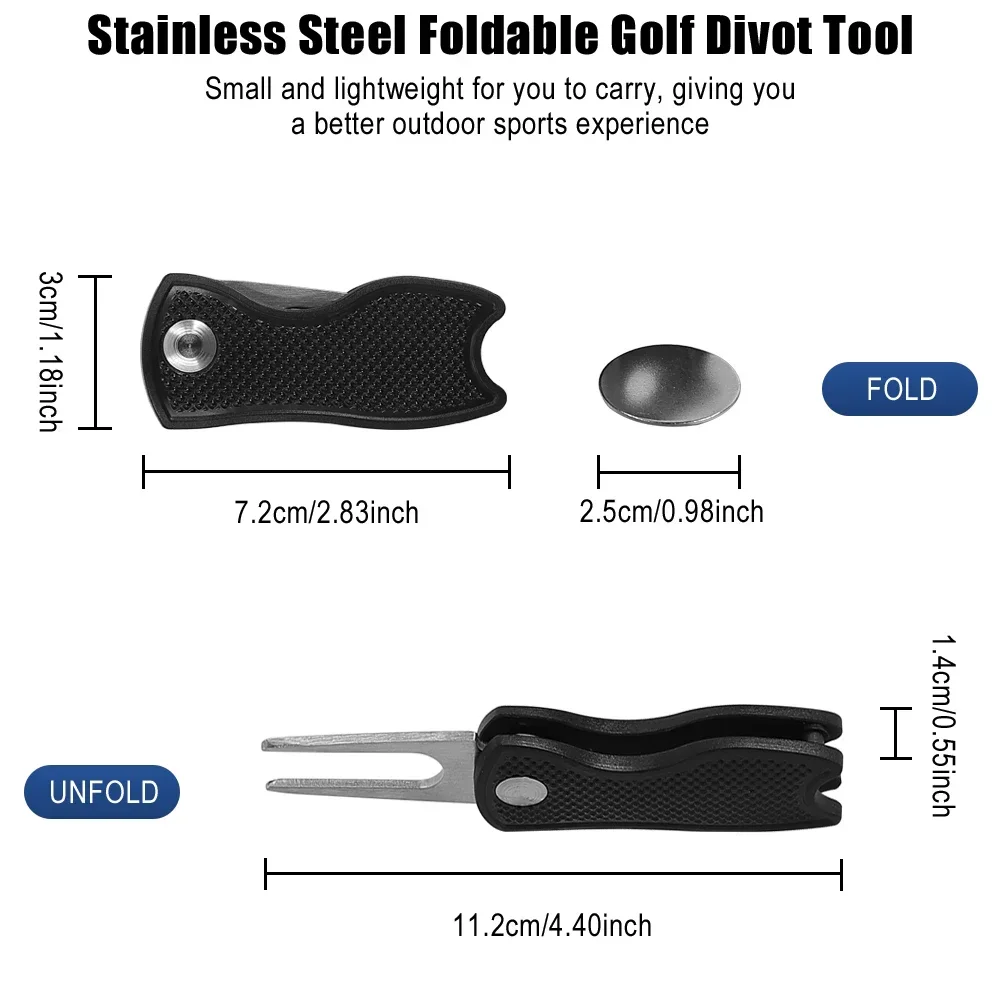Description Picture 3 of itemGolf Foldable Golf Divot Repair Tool with Golf Ball Tool Pitch Groove Cleaner Putting Green Fork Golfs Training Aids Accessories
