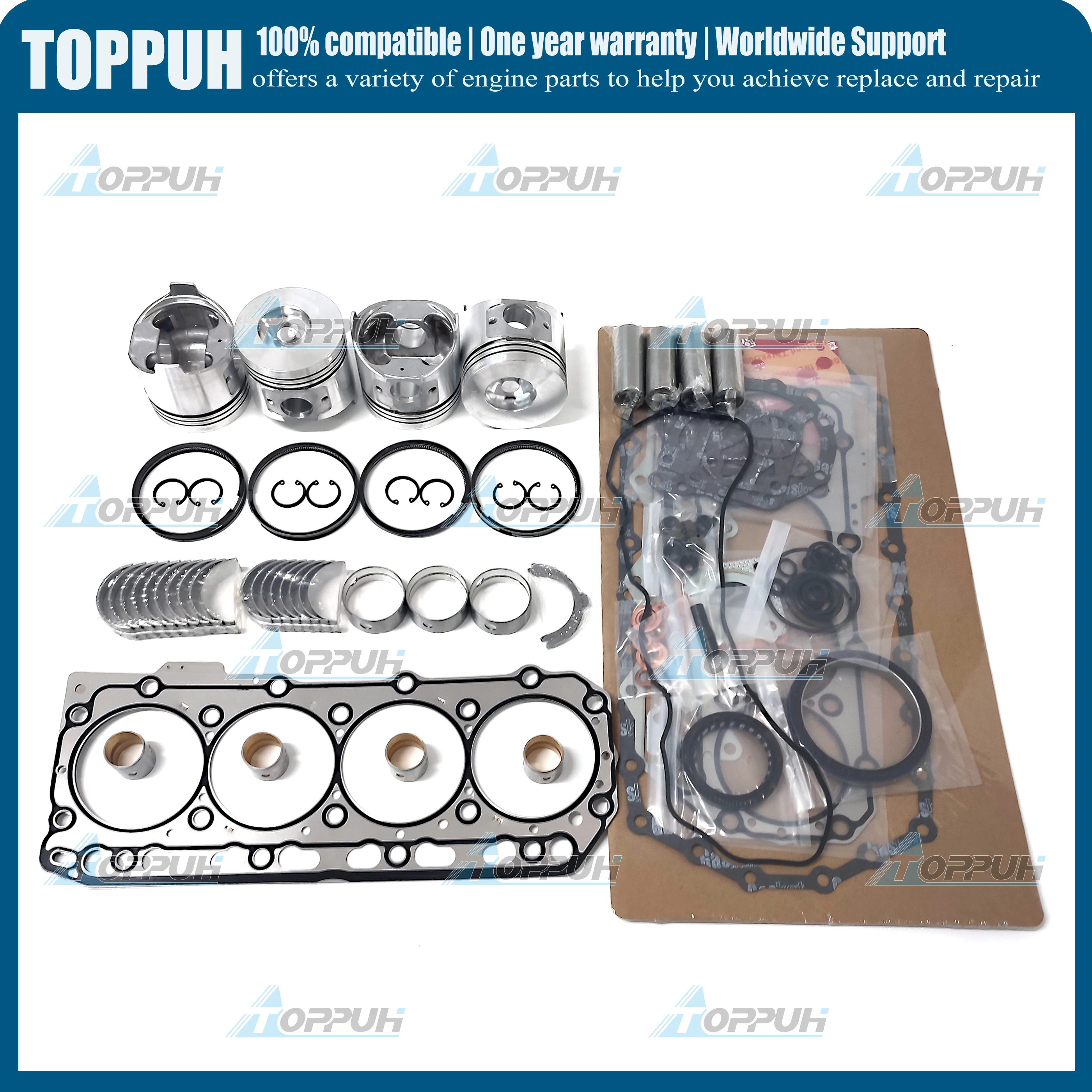 

Liner Piston Ring Full set Gasket Bearing Rebuild kit For Thermo King 486V TK486V