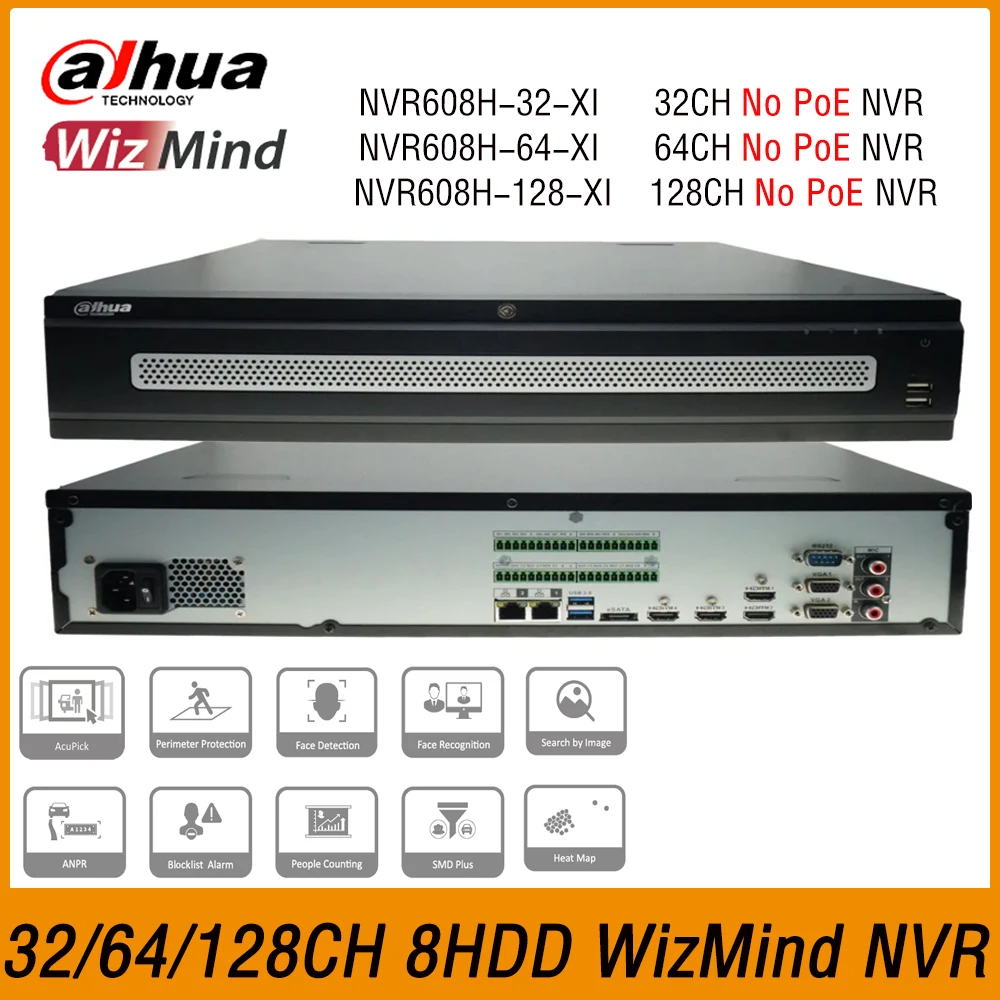 

Dahua оригинальный Φ/3.5-xi 32/64/128CH 2U 8HDDs WizMind сетевой видеорегистратор поддерживает распознавание лица EPTZ