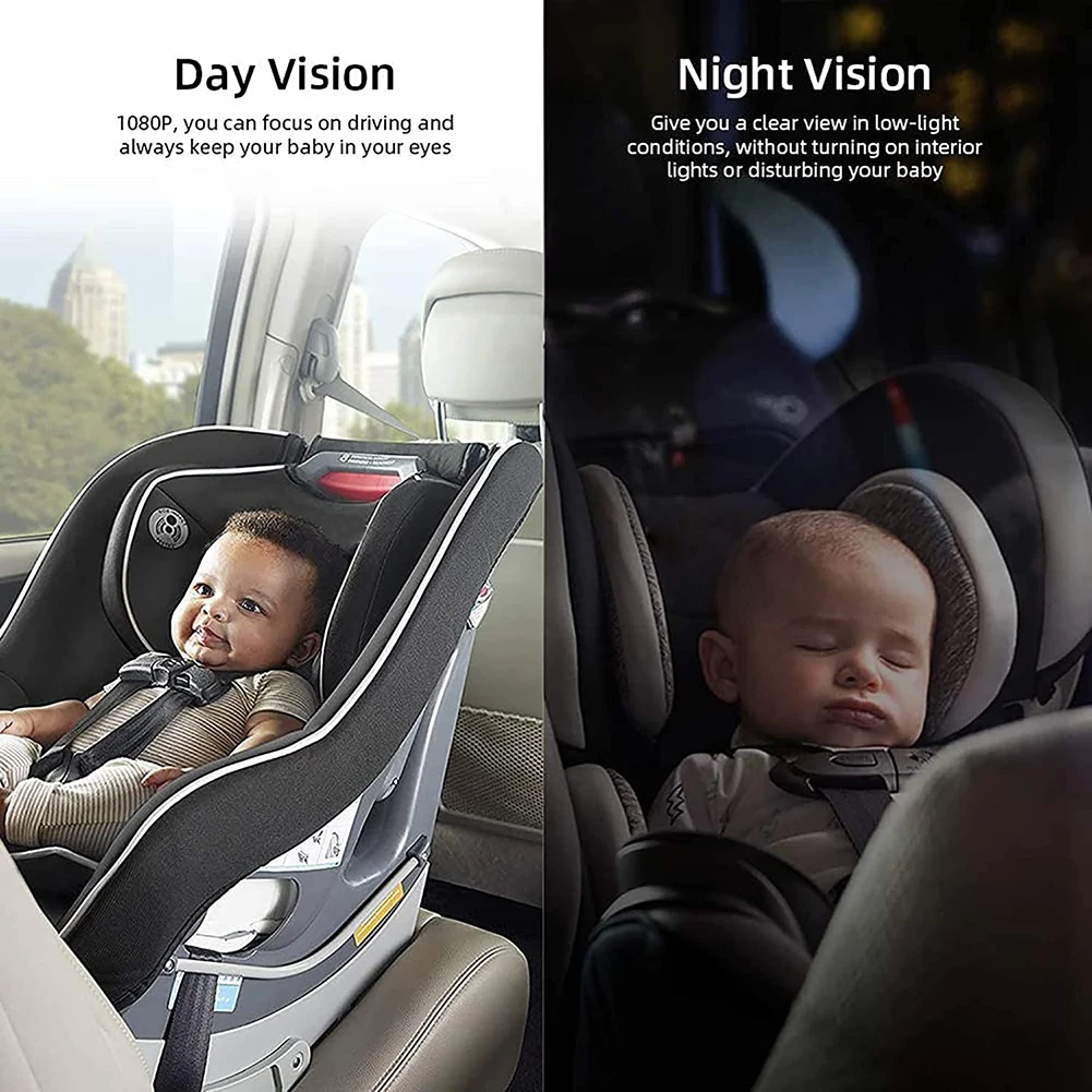 4.3 Inch HD Monitored Mirror Folding Screen Safety Car Seat Mirror Camera 150 Wide View 8LED IR Night Vision LED Car Seat Camera