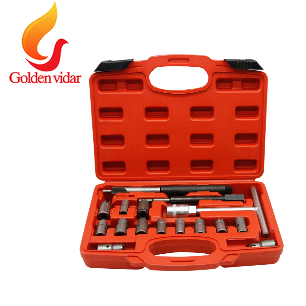 

High quality Fuel injector seat reamer (17 piece set) Repair tools, diesel engine spare parts
