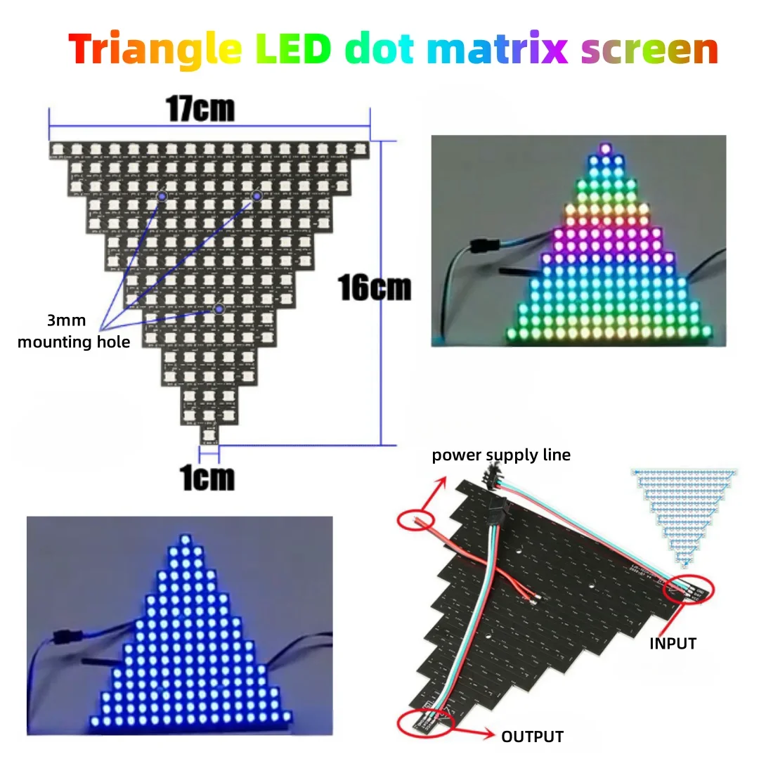 WS2812B LED Digital Flexible Individually Addressable Panel Light LED Module Matrix Screen Triangle Screen Light Sp801e Control