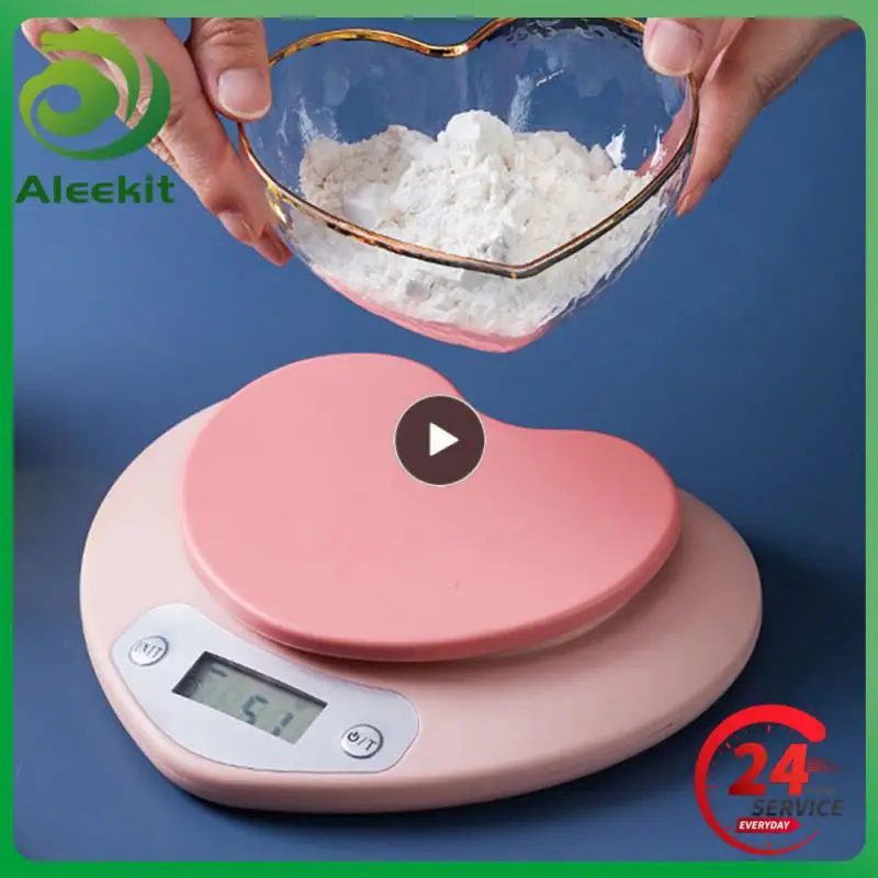 전자 주방 체중계 디지털 밸런스 정밀도, 정확한 하트 모양 LCD, 식품 휴대용 디지털 체중계, 5kg, 무게추 g
