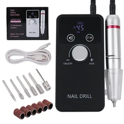 Professional Electric Nail Drill Machine | Rechargeable Nail File & Sander | Low Noise | High - Speed (45000RPM - Black)