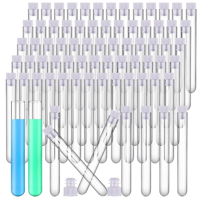 

300 Pack Clear Test Tubes Plastic 12 X 100Mm 12 Ml Plastic Tubes With Caps Candy Tubes Test Lab Tubes