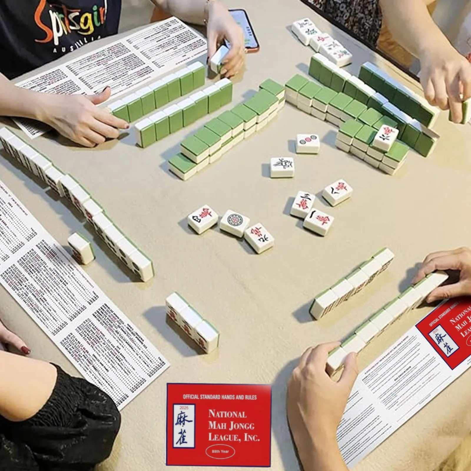 Mahjong Cards, 3 Colors Mahjong Cards, Official Standard Hands And Rules, Cards Large Print Scorecard, Game