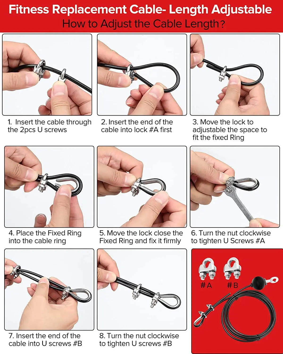 Gym Machine Cable Ball Stopper Replacement Wire Rope Cable Clip Clamp Exercise Metal Limit Ball Hollow Screw Terminals Gasket 6