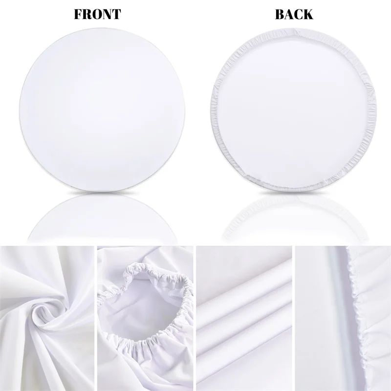 Mocsicka White Round Circle Backdrop Cover Wedding Baby Shower Birthday Party Photoshoot Custom Elastic Photo Background Banner