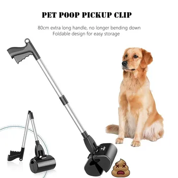 Raccoglitore di Escrementi per Cani, Pinza per Deiezioni di Animali Domestici, Strumento Pieghevole da 80cm per la Pulizia degli Animali, Accessorio per Cani
