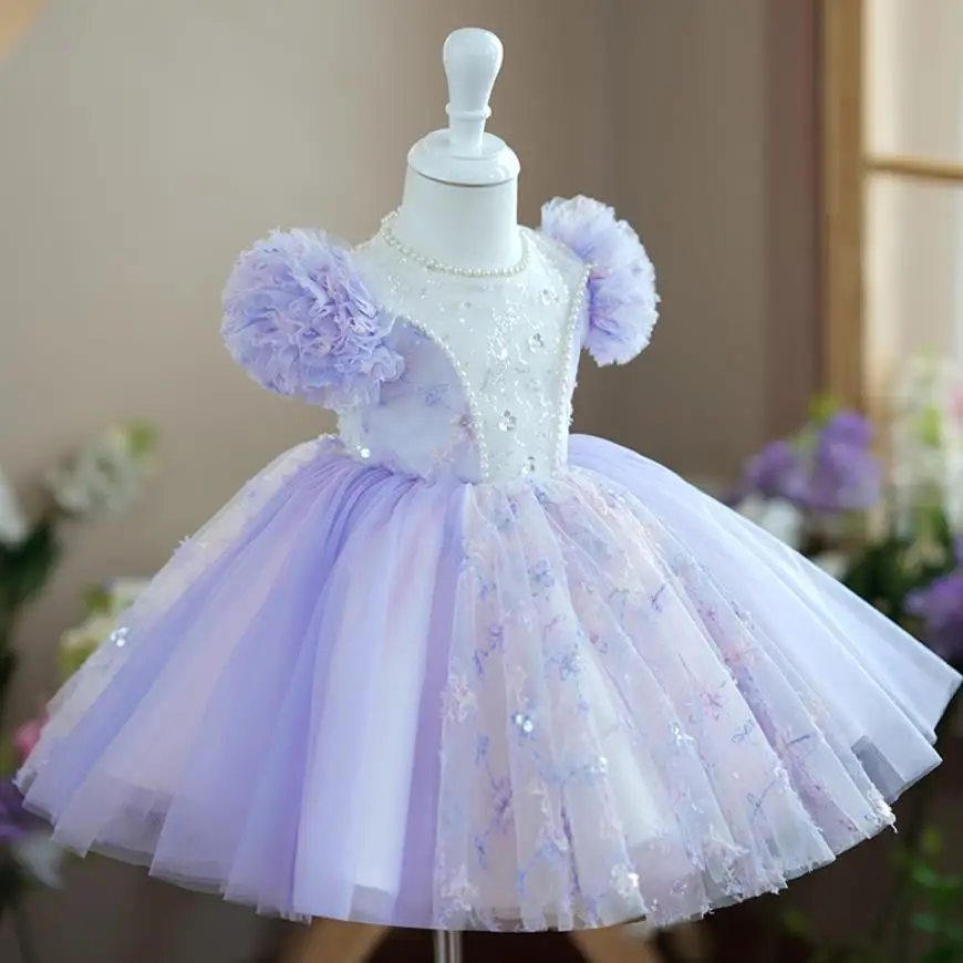 

Baby Spanish Lolita Princess Ball Gown Sequines Beading Design Birthday Party Christening Easter Eid Dresses For Girls A1522