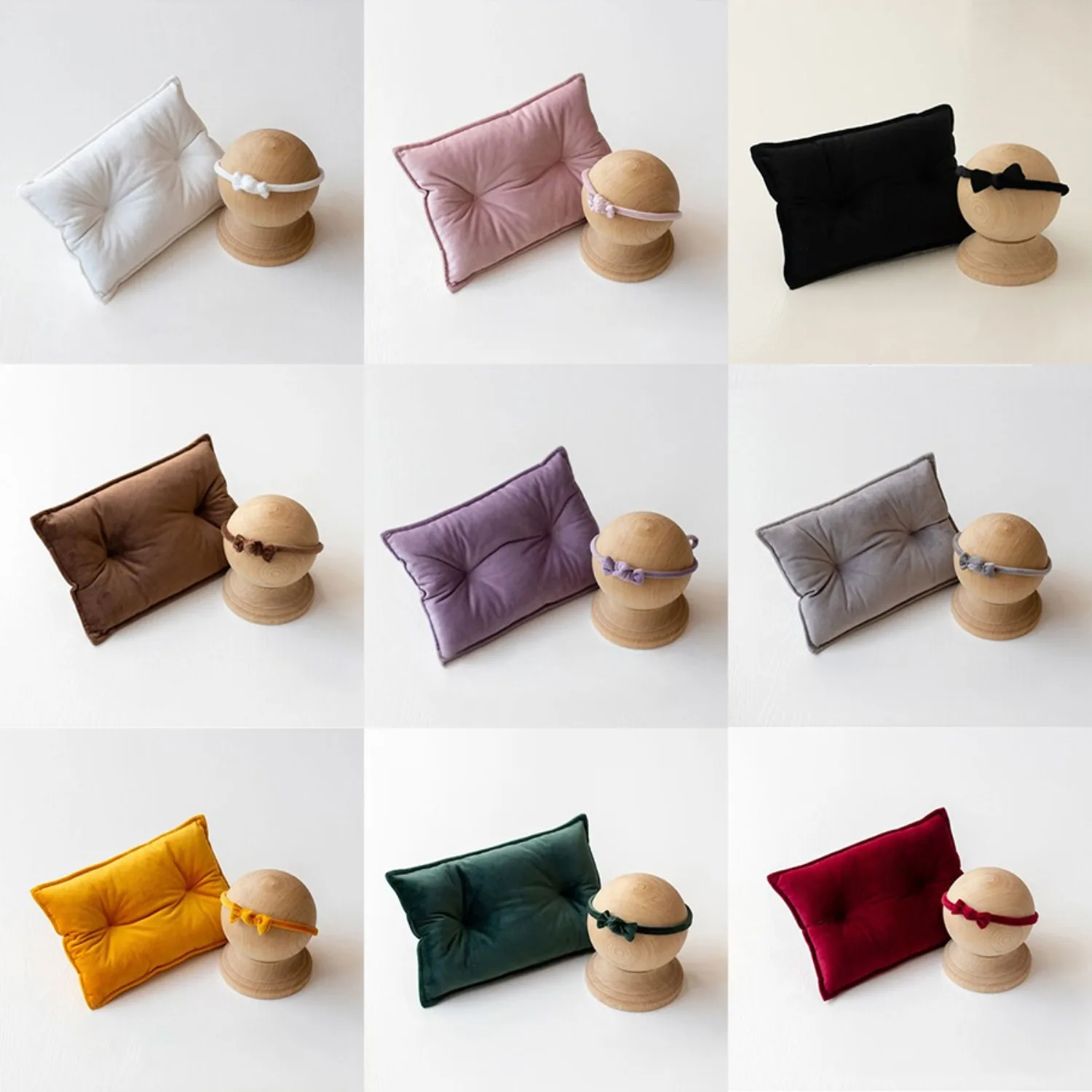 Newborn Photography Props Posing Pillow Hairband Set Velvet Poses Cushion Mini Baby Pillow Mat Baby Accessories Stuff Fotografia newborn baby furniture mini sofa soft chair photography props baby posing sofa pillow set