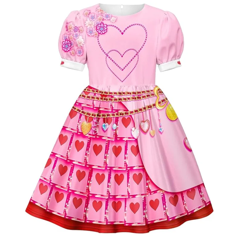 thumbnail image 2 of Película "El ascenso del rojo" (2024), ropa para niñas, vestido de princesa rosa de dos pisos, disfraz de cosplay rojo de D-Descendants 4 para Halloween, 2 of 6