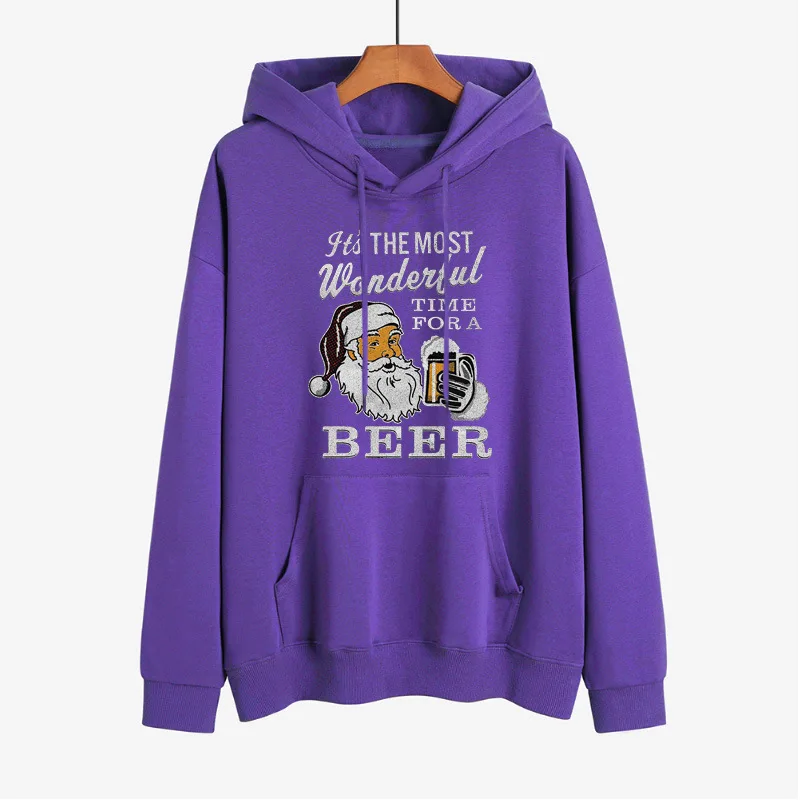 YRYT Add velvet loose hoodie female 2023 autumn and winter new hot Christmas creative printed top