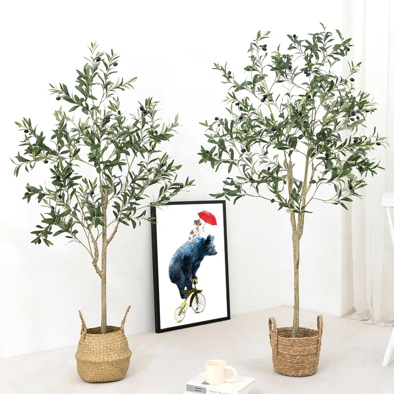 60~240cm Artificial Olive Tree Tall Fake Plant Potted Large Faux Olive  Branches and Fruits Home Office Living Room Floor Bonsai