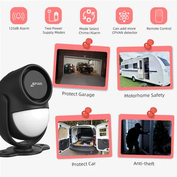 CPVAN Wireless 433Mhz Infrared detector Motion Sensor Alarm with Remote Control Home Security burglar Motion Detector 125dB 6