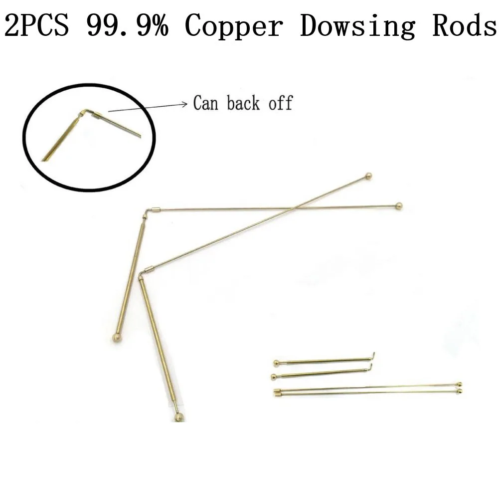 

2PCS Copper Dowsing Rods Probe Rod 99.9% For Waters Detection Treasure Buried Items Adjustable Handheld Divining Parts