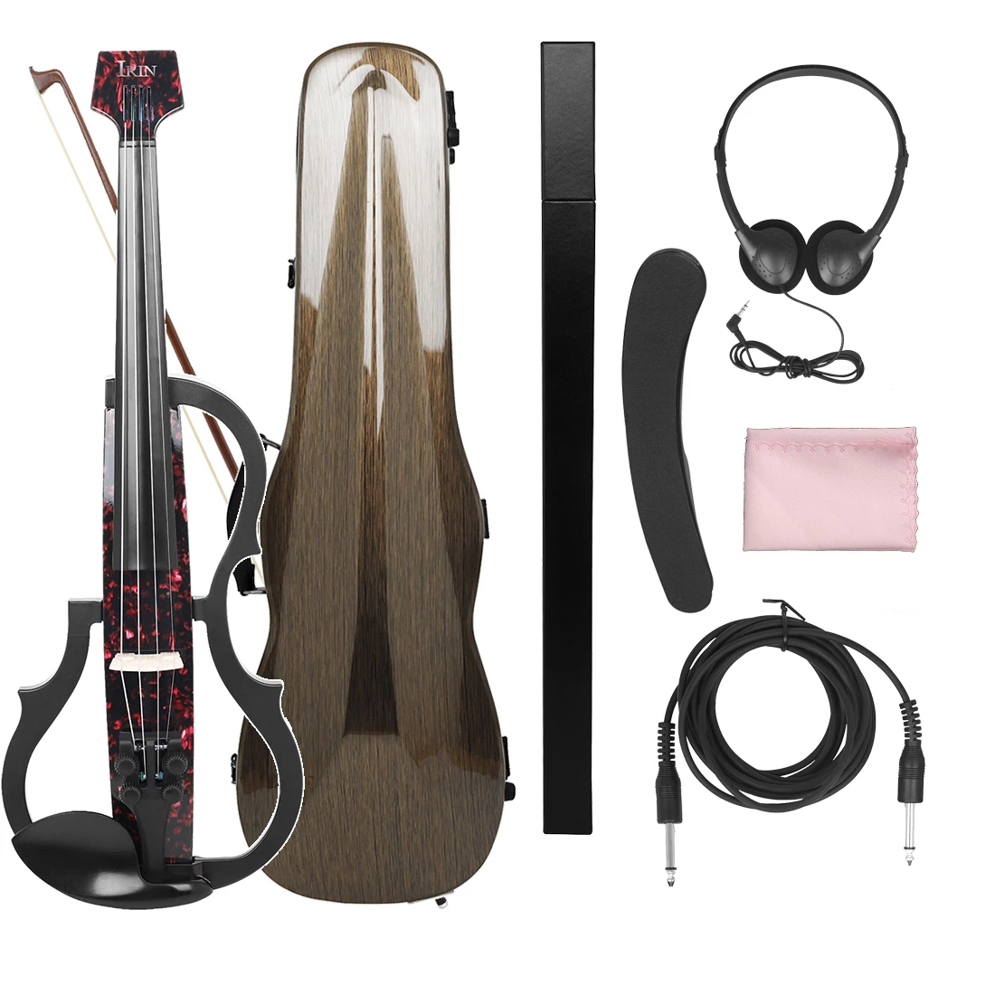 Headless Silent Electroacoustic Violin Professional 4/4 Electric Violin with Bow Headphone Cable Carry Case Accessories