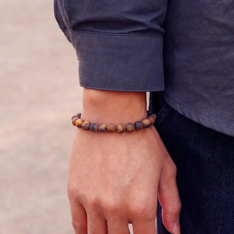 Natural Stone Men Bracelet Minimalist Beaded Jewelry