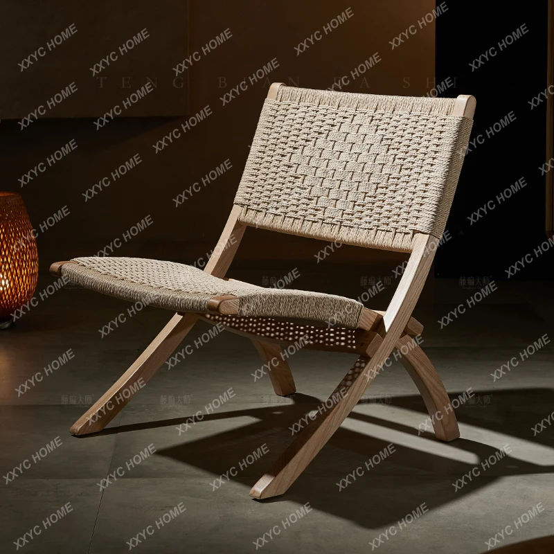

Скандинавский ротанговый стул Master из цельной древесины, складной стул, одинарный ротанговый стул для отдыха