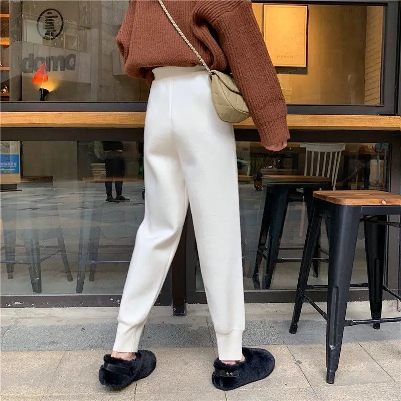 Women pants autumn and winter black casual knitted pants loose elastic spring and autumn nine points Harlan radish pencil pants 5