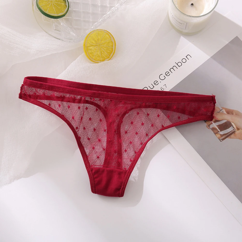 Sexy Women's Mesh Sheer Transparent Thong Panties Lingerie For Ladies Female Underwear G-String Briefs Thongs Underpanties