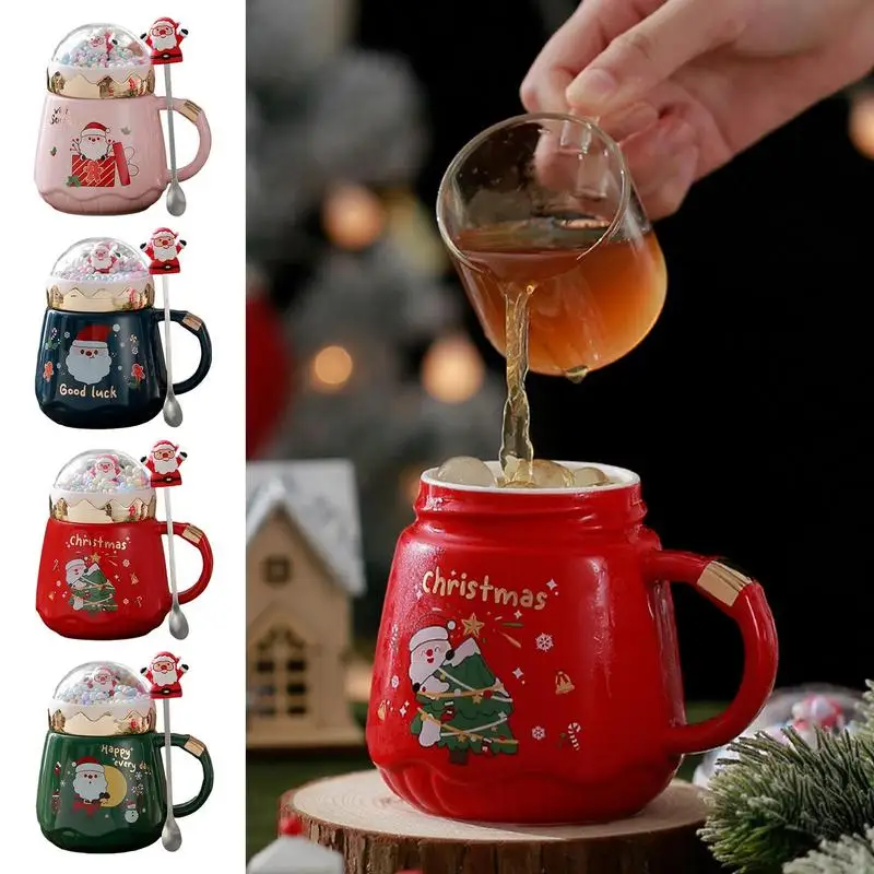 

Ceramic Christmas Mugs | 500ml Large Capacity Santa Claus Coffee Mug | Colorful Drinking Mugs for Christmas Gift Funny Tea Cups