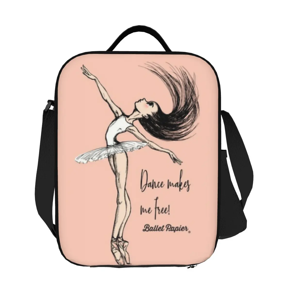Ballet Dance Makes Me Free Insulated Lunch Tote Bag for Ballerina Dancer Portable Thermal Cooler Food Bento Box School
